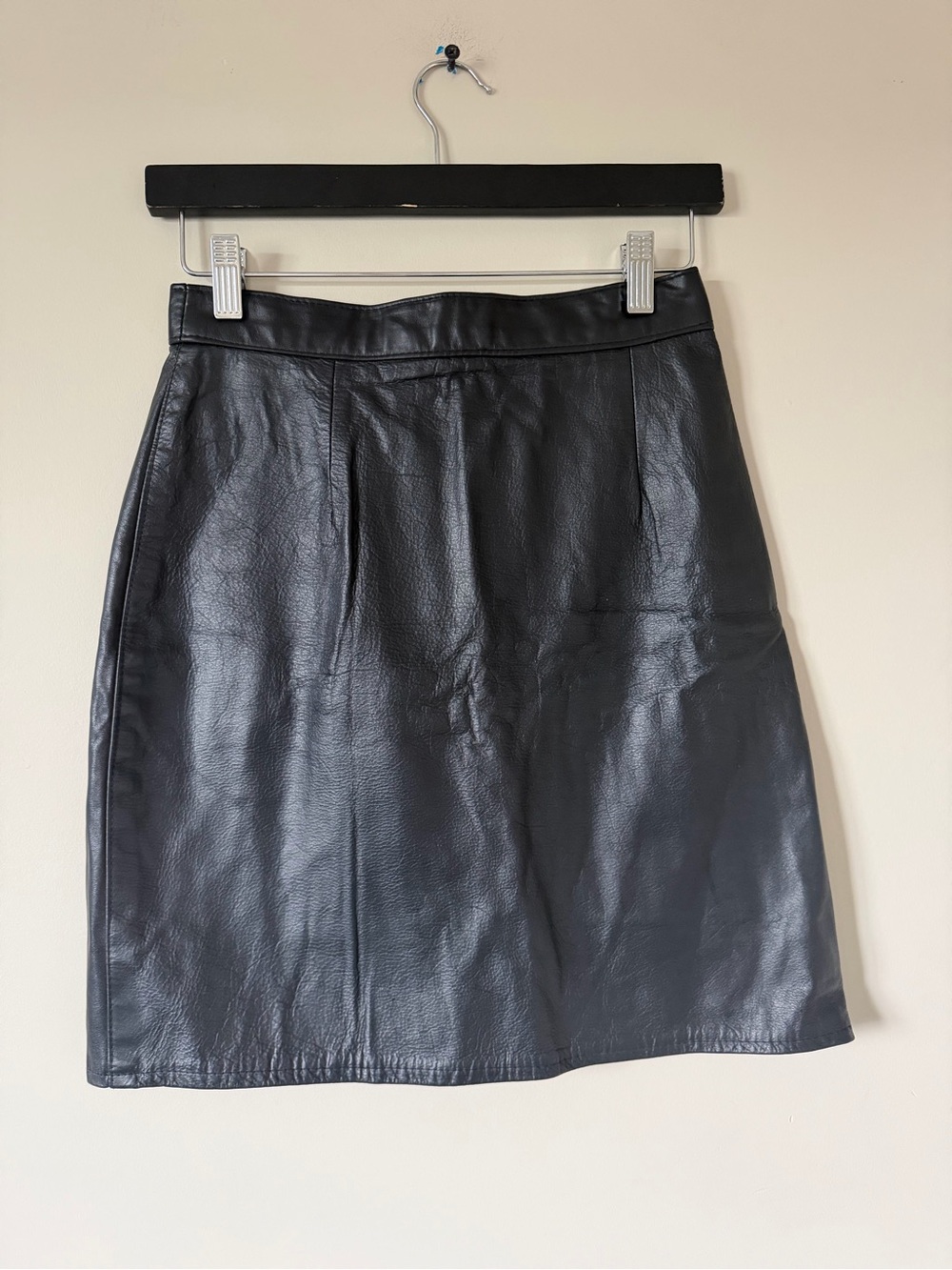 Vintage Prima Donna Sportswear Black Leather Mini Skirt Size 7/8